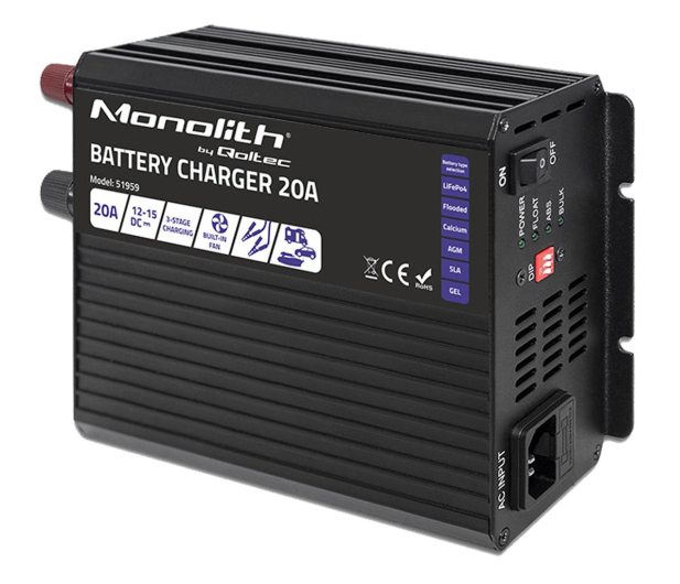 Qoltec Inteligenta Ładowarka Monolith LiFePO4 AGMGEL 20A 12V - 1238967 - zdjęcie 5